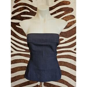 Vintage Y2k XOXO Blue Strapless Corset Top Tank Womens Sz S